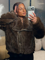 Veste douce zippée marron