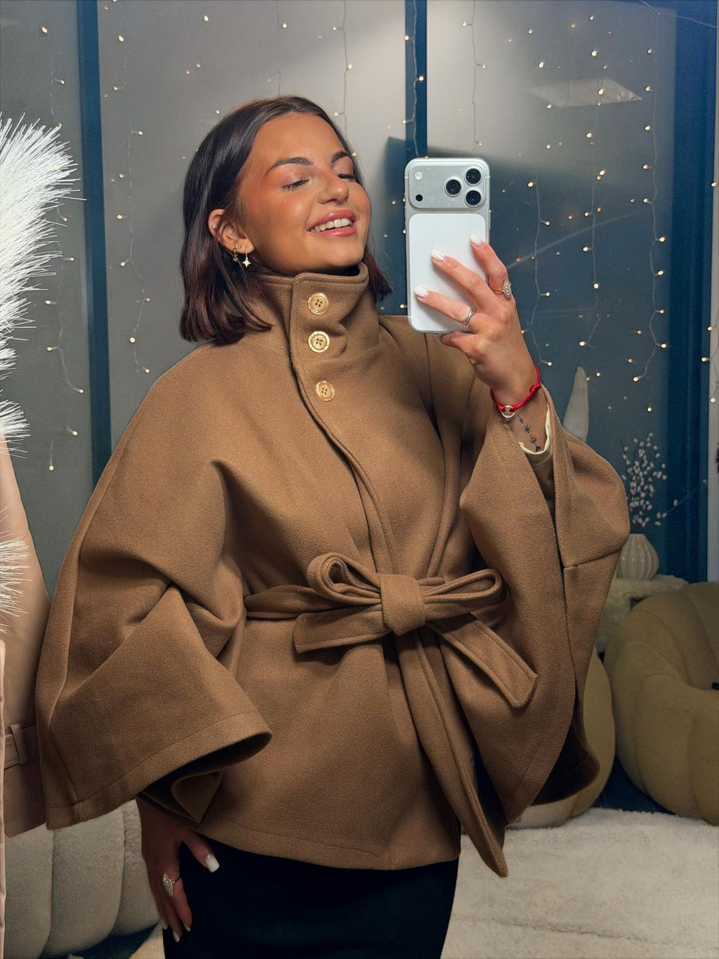 Manteau ceinturé Camel
