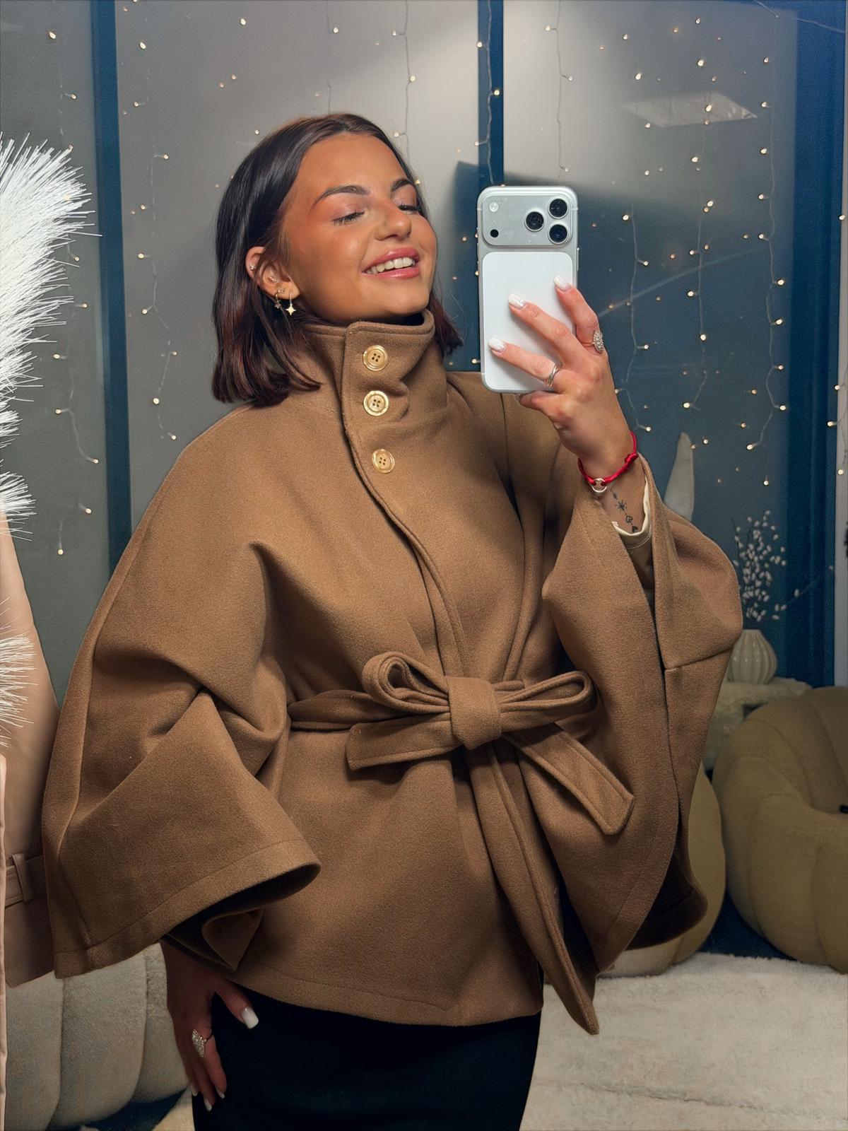 Manteau ceinturé Camel