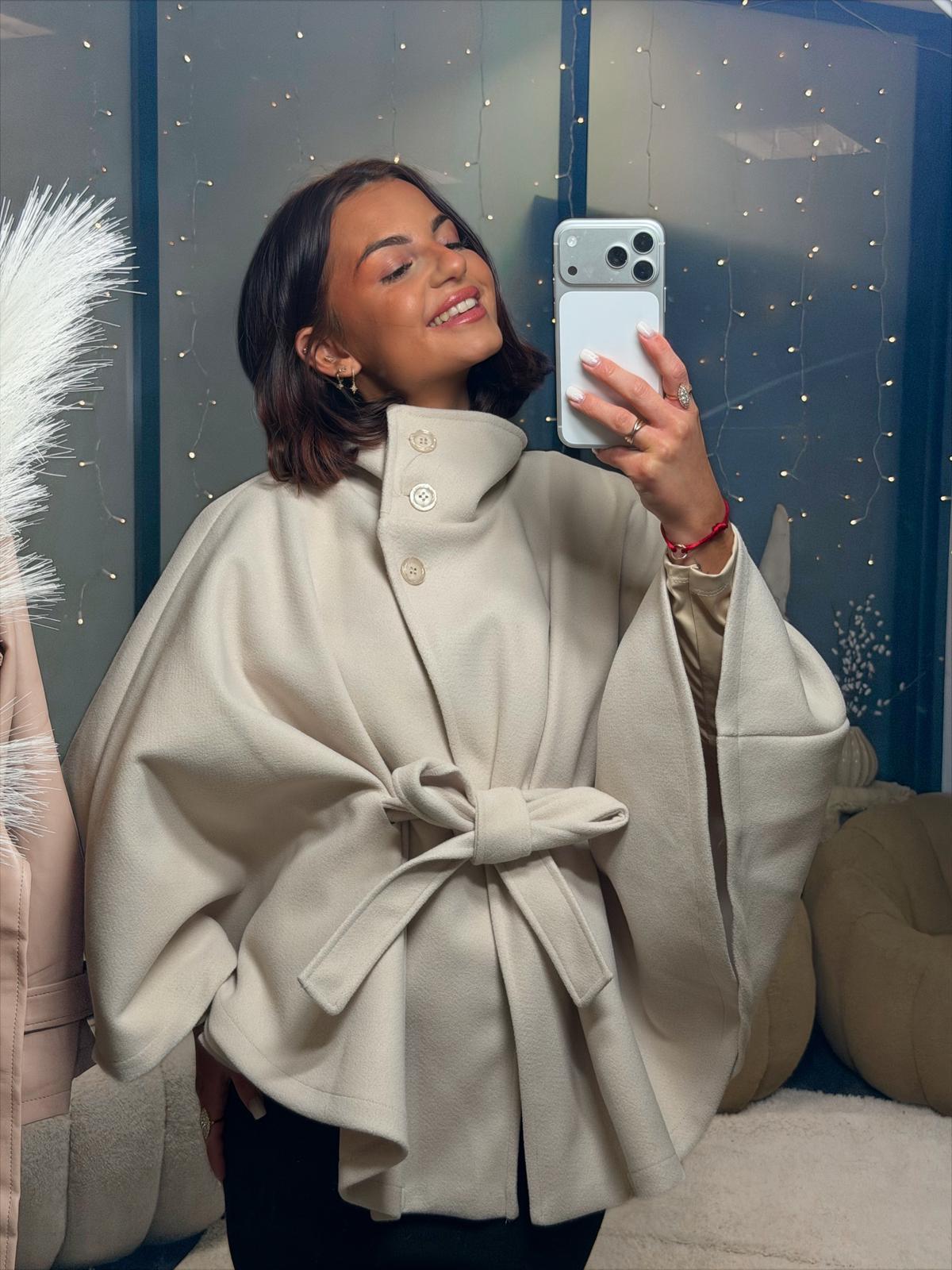Manteau ceinturé beige