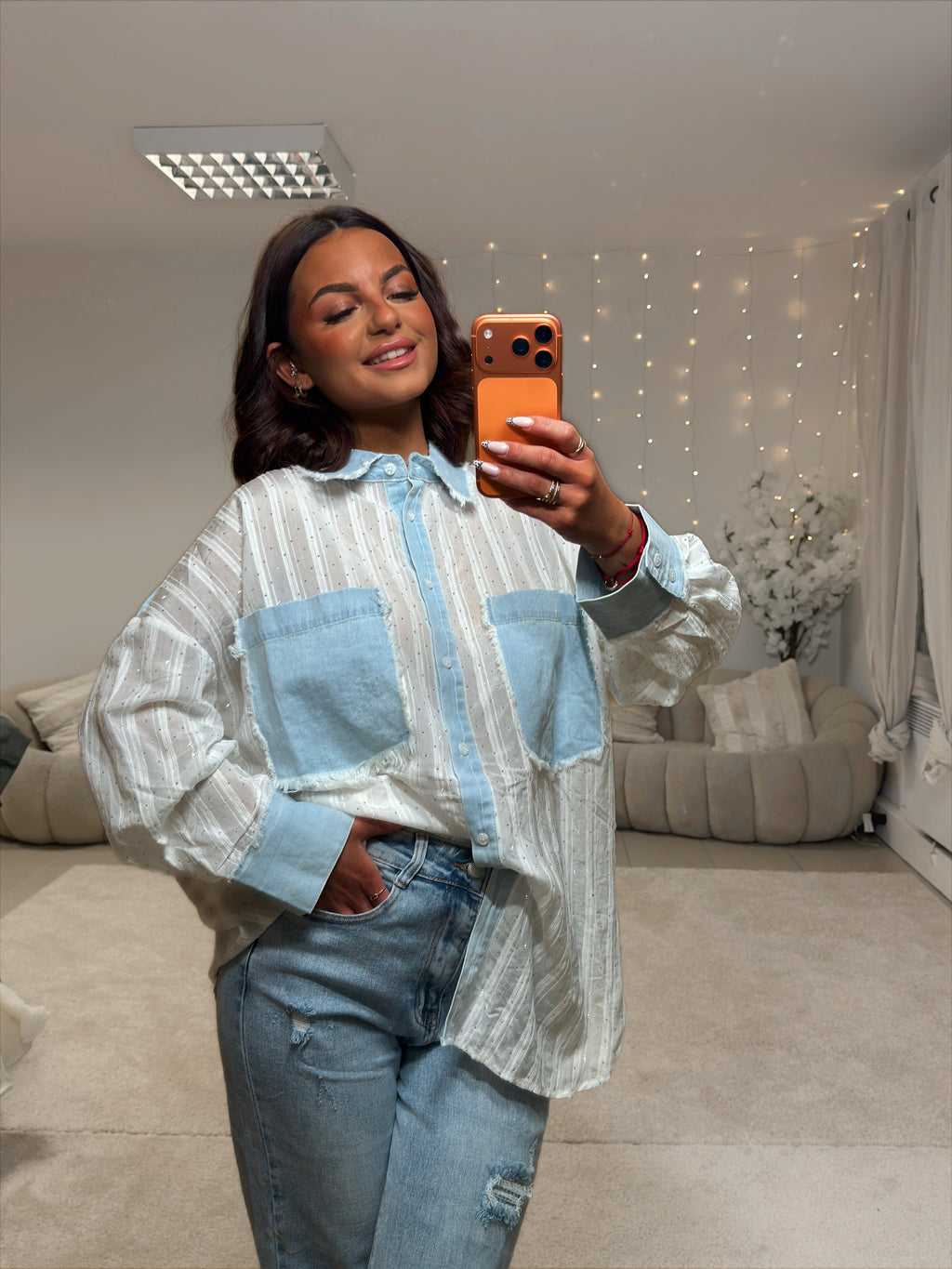 Chemise jean strass GT