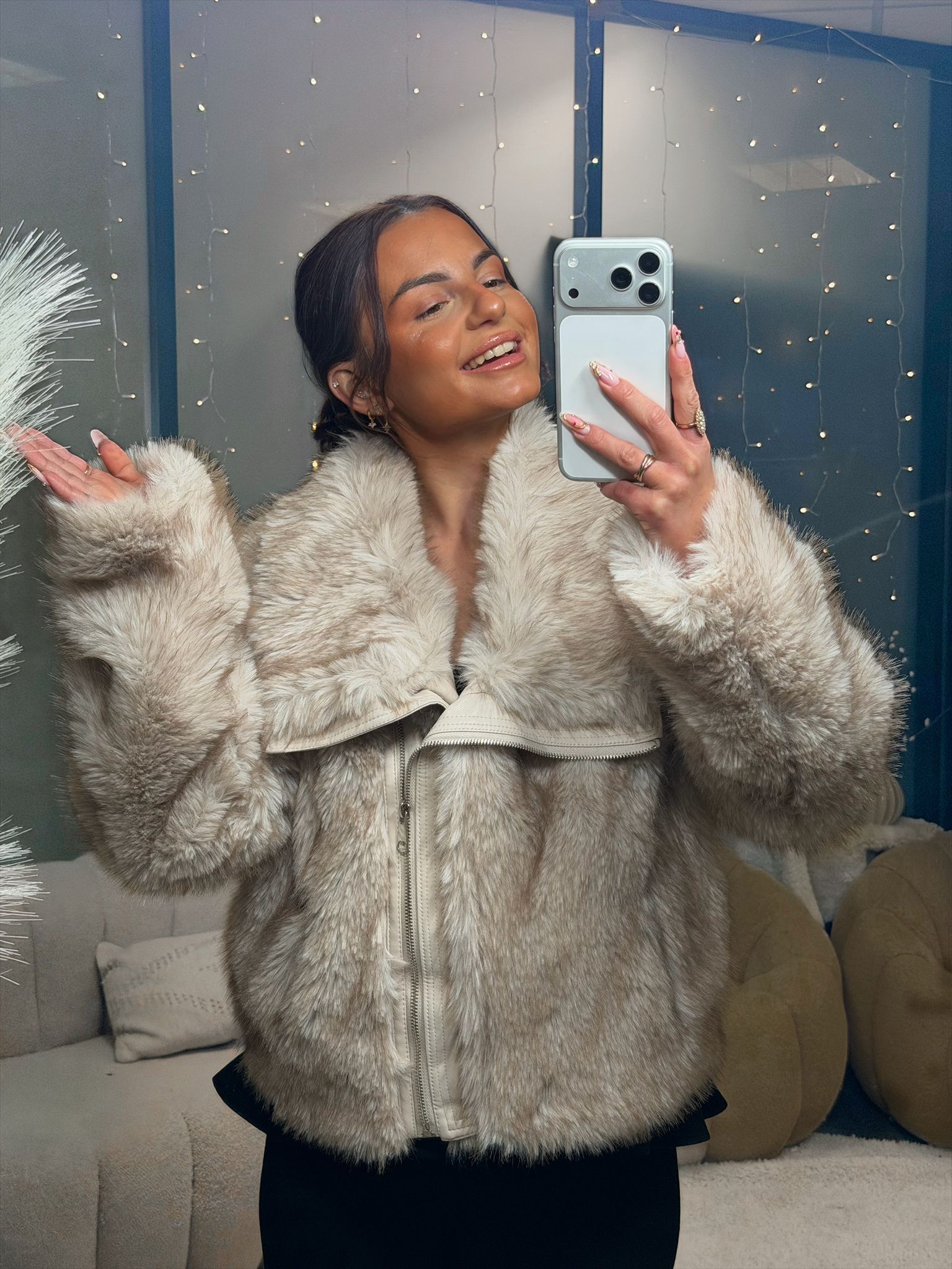 Veste douce zippée beige
