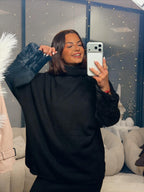 Pull manches fourrure noir GT