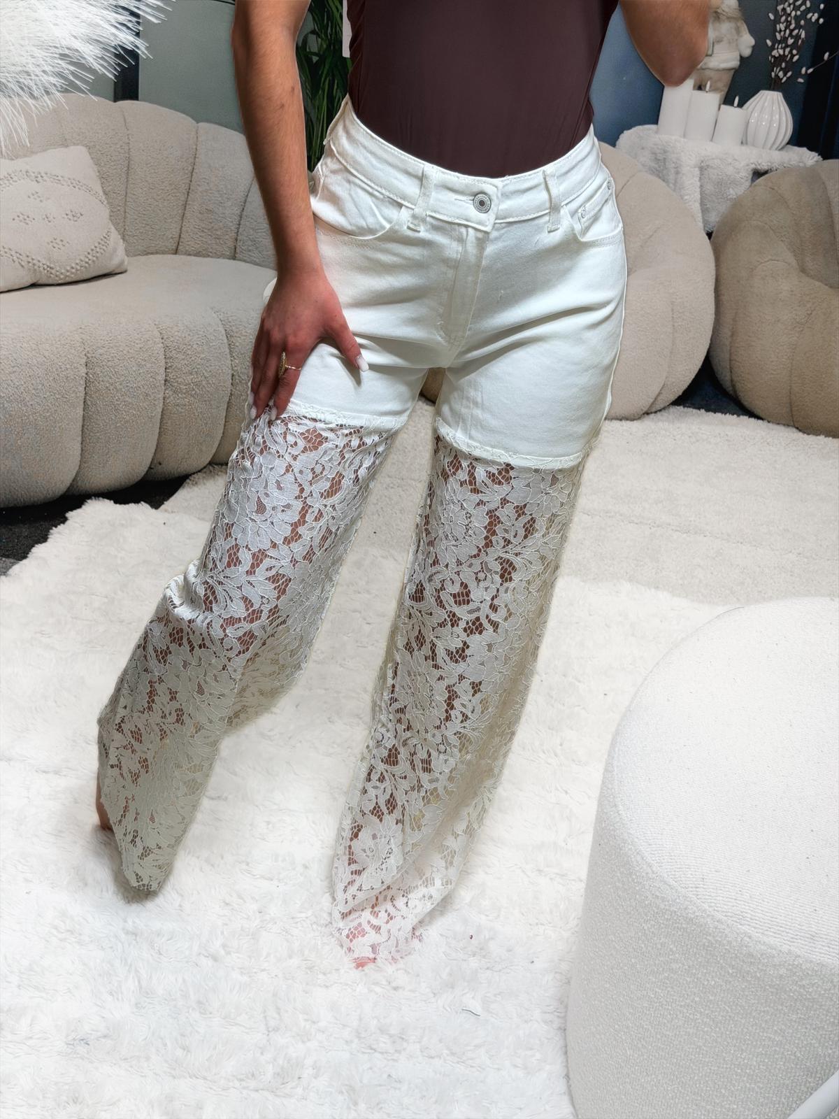 Jean dentelle blanc