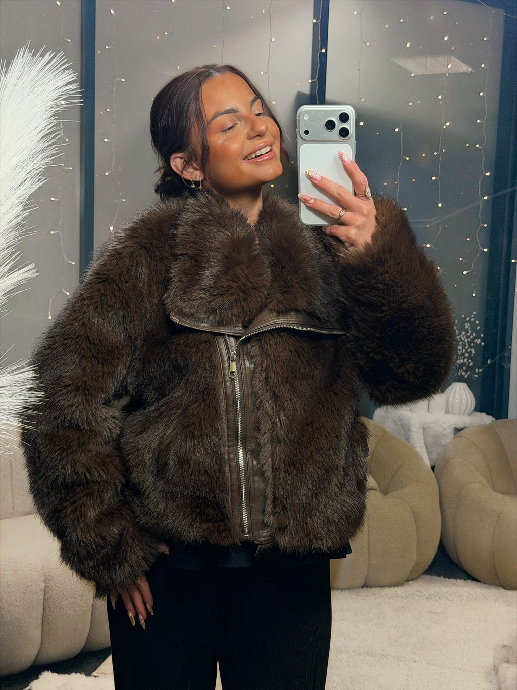 Veste douce zippée marron