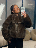 Veste douce zippée marron