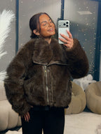 Veste douce zippée marron