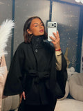 Manteau ceinturé noir