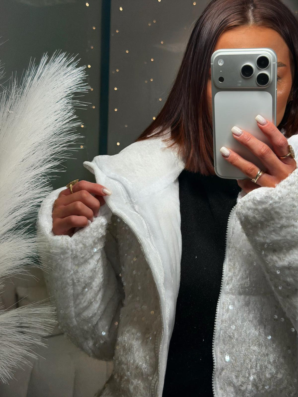 Manteau sequin blanc