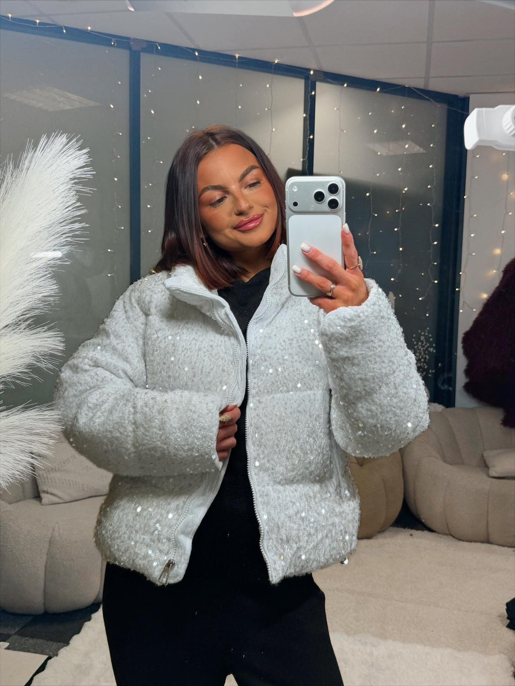 Manteau sequin blanc