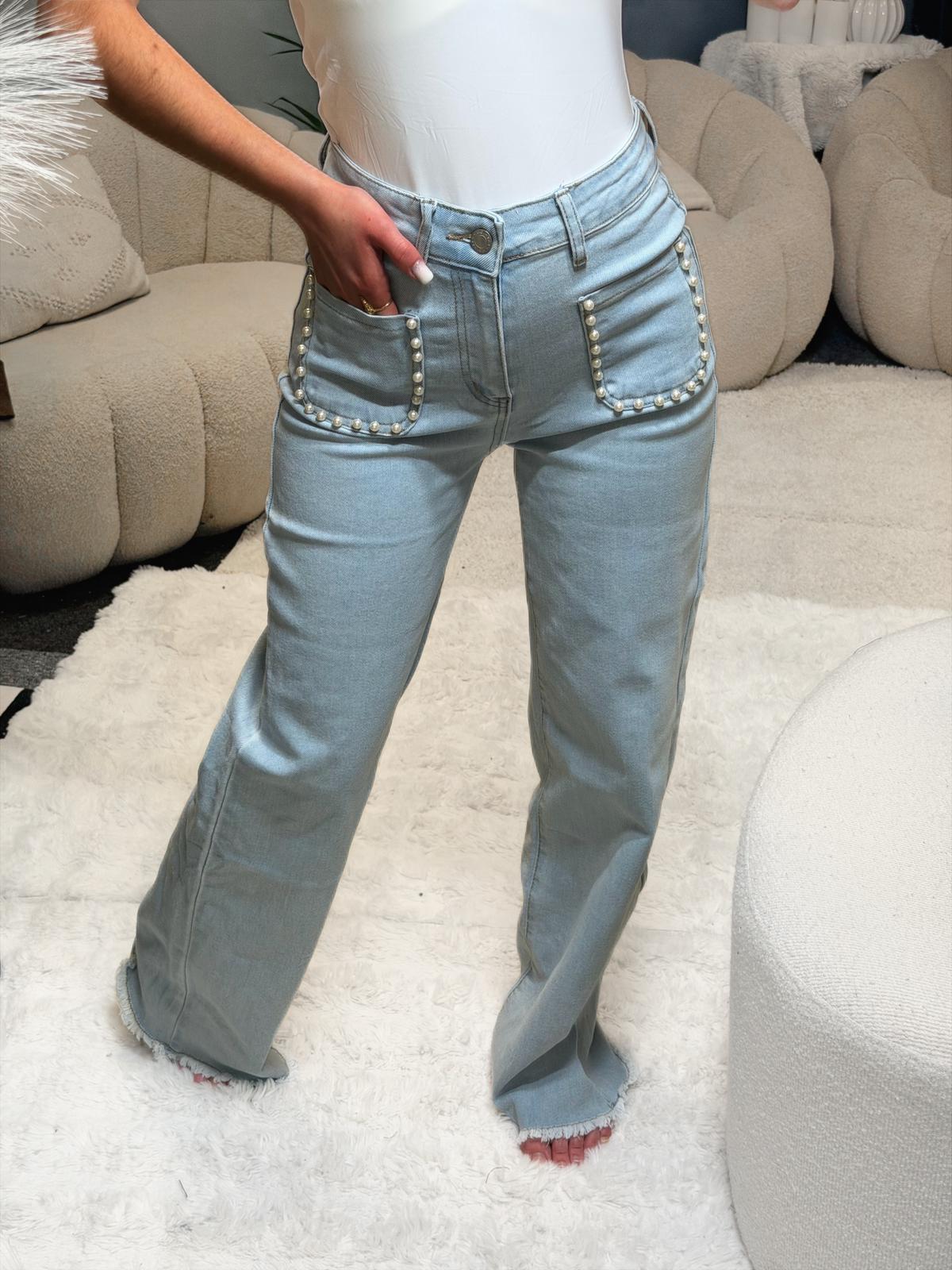 Jean poche perlé Bleu