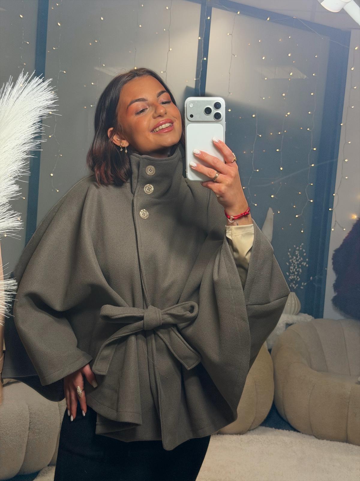 Manteau ceinturé gris