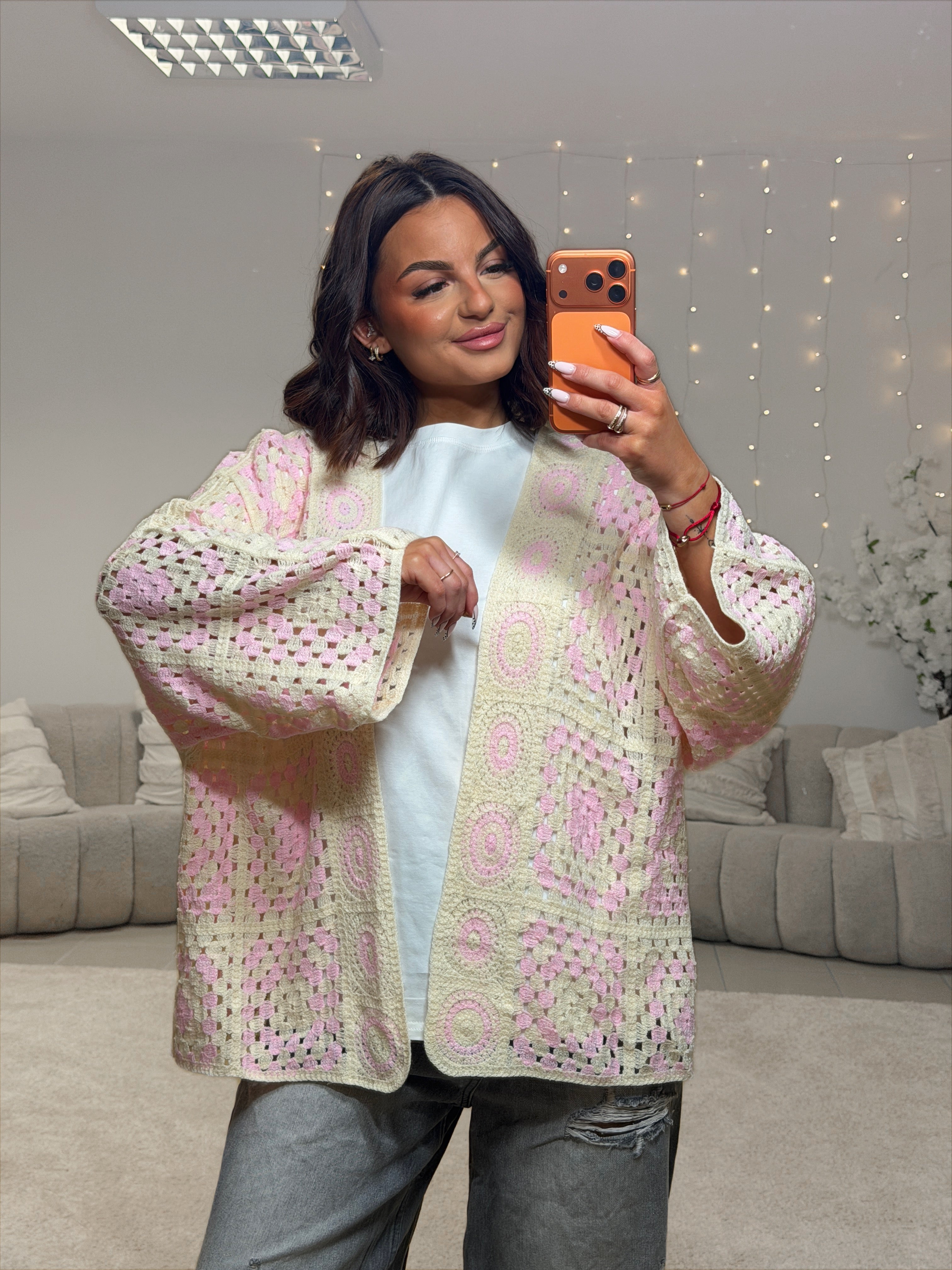 gilet maille rose