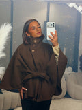 Manteau ceinturé marron