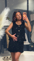 Ensemble froufrou sequin noir