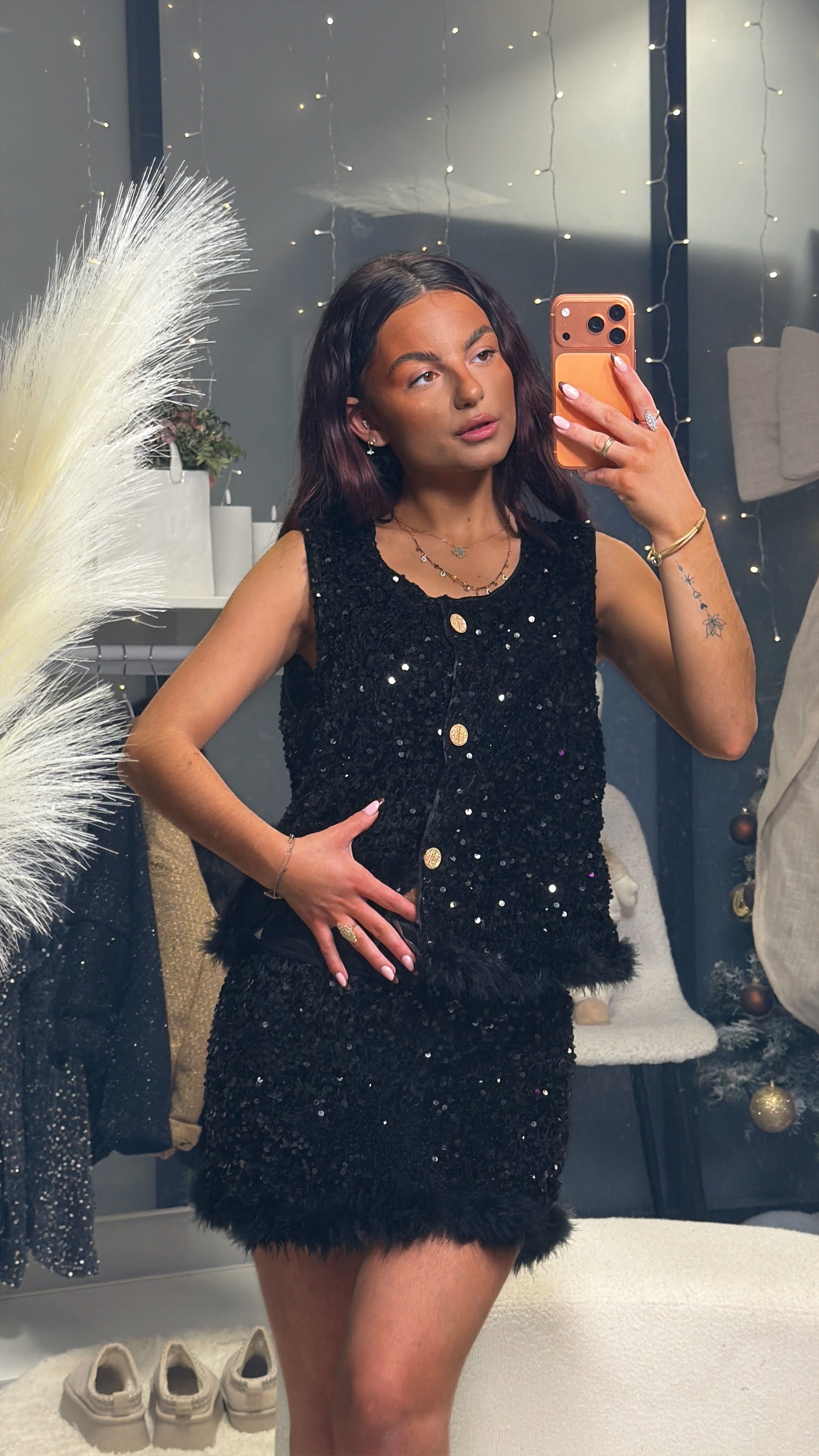 Ensemble froufrou sequin noir